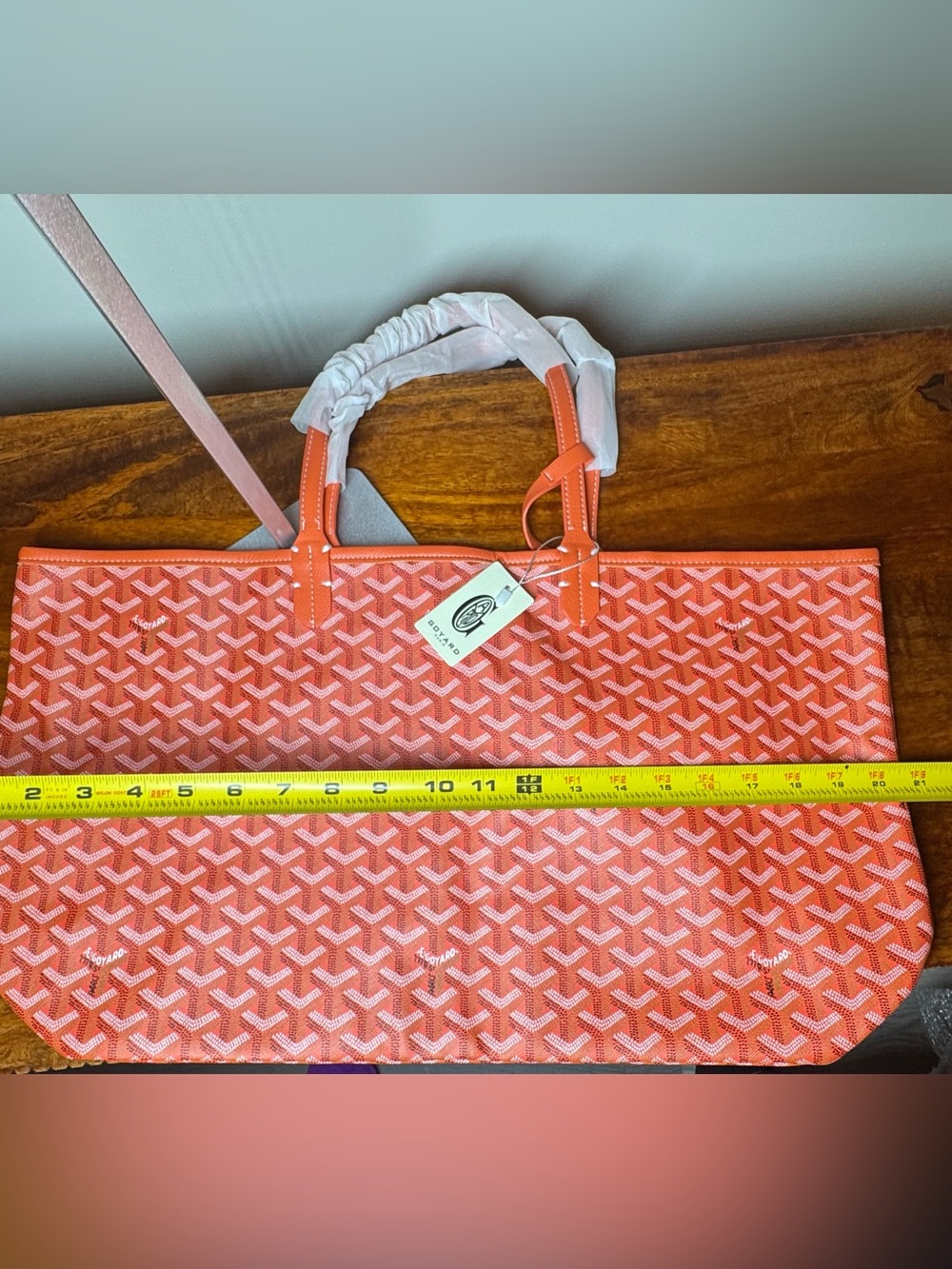 Orange/Coral Patterned Tote Bag. No Brand.